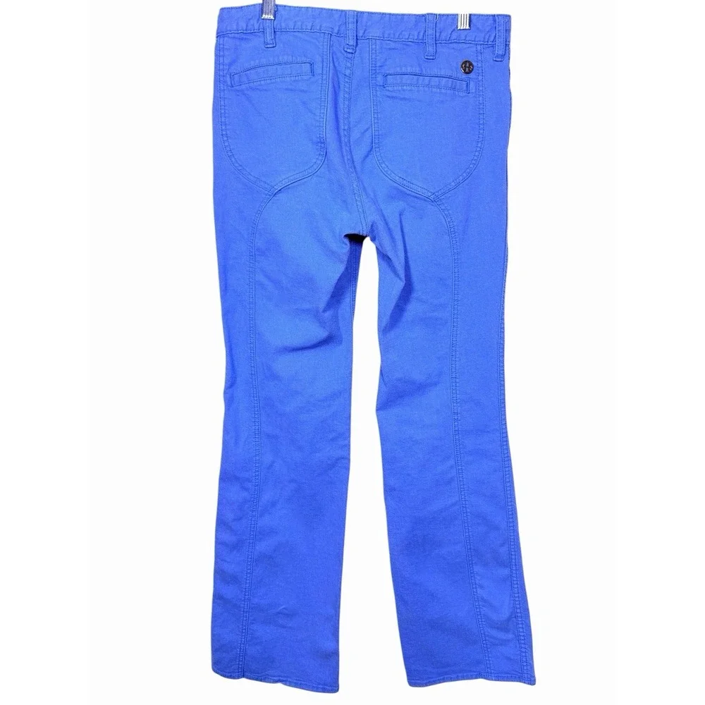 Tory Burch Blue Flare Pants Sz 30 Stretch Cotton Bootcut Preppy Chic‎ Trouser